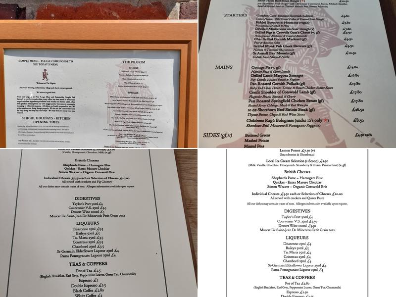 The Pilgrim Pub Menu