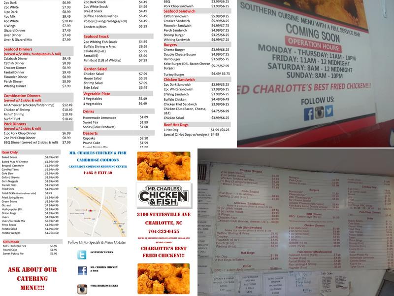 Mr. Charles Chicken & Fish Menu