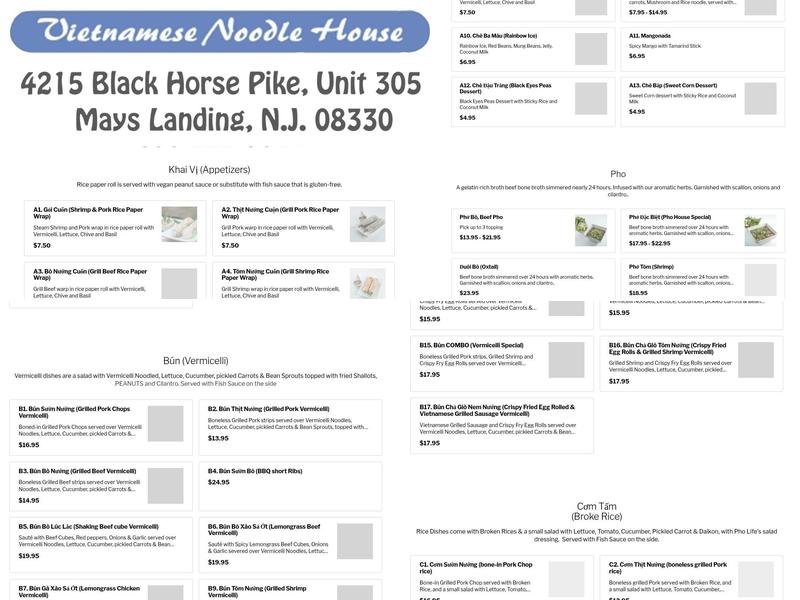 Pho Life Menu