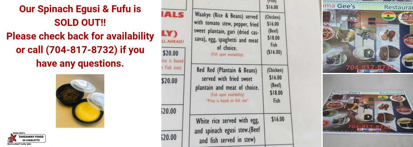 Mama Gee's Menu