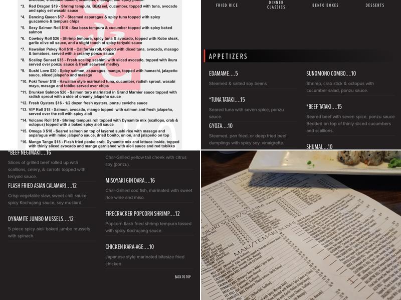 Nikko Japanese Restaurant & Sushi Bar Menu