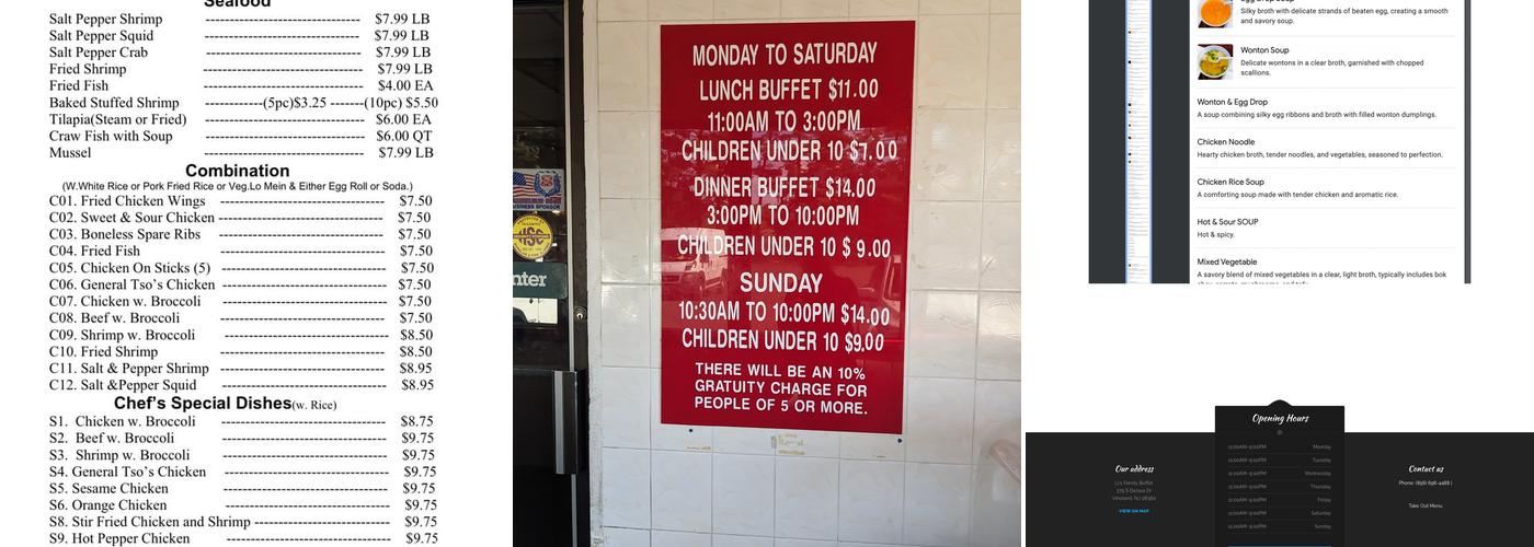 Li's Family Buffet Menu