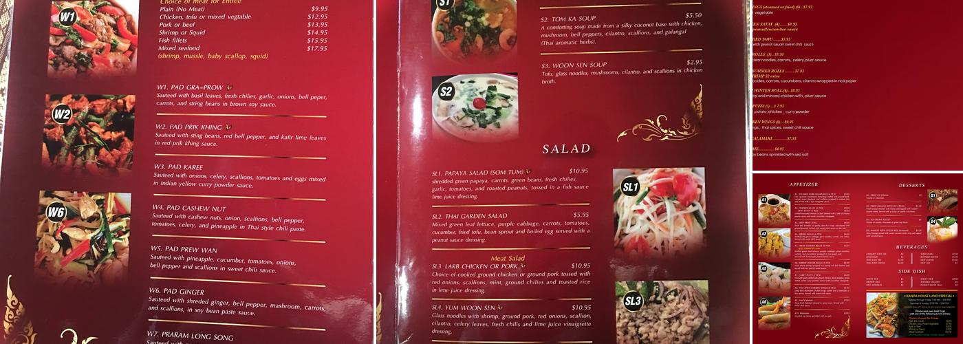 Kanda House thai kitchen Menu