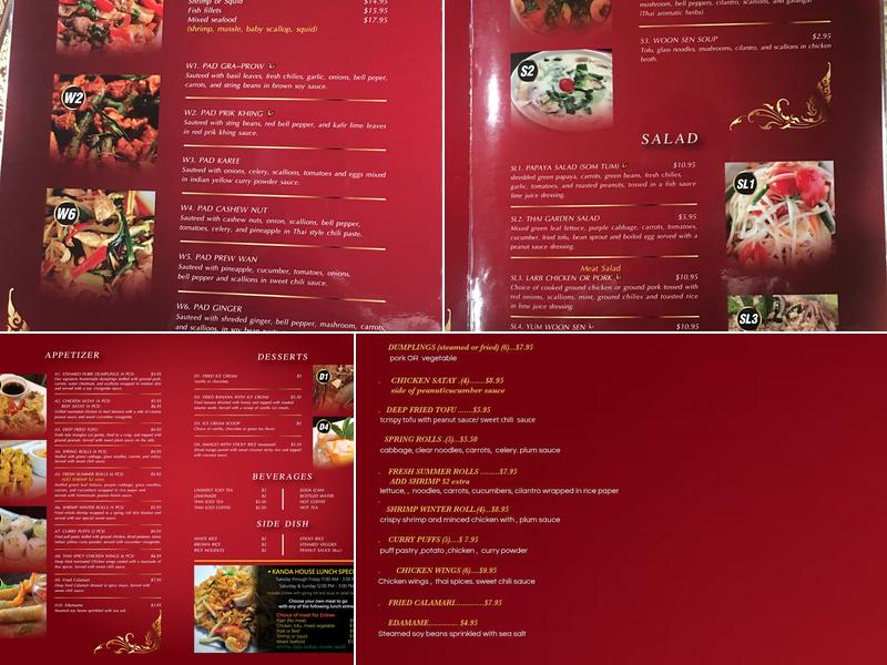 Kanda House thai kitchen Menu