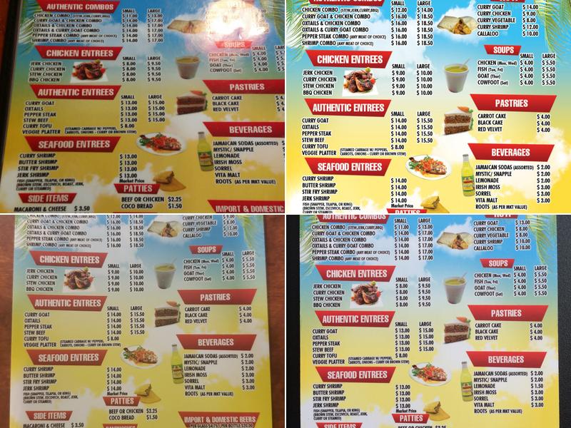 Caribbean Hut Menu