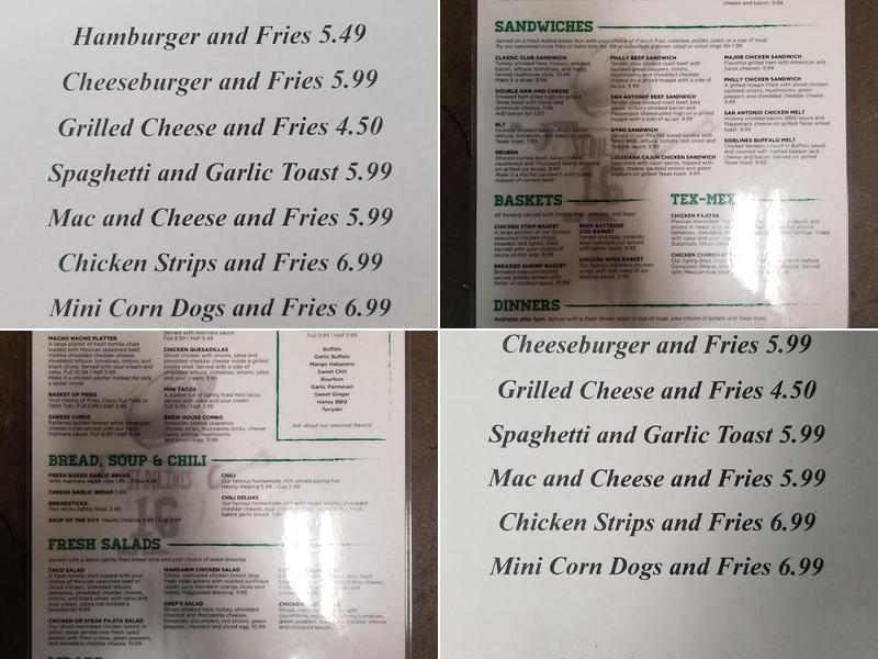 Sidelines Sports Grill Ltd Menu
