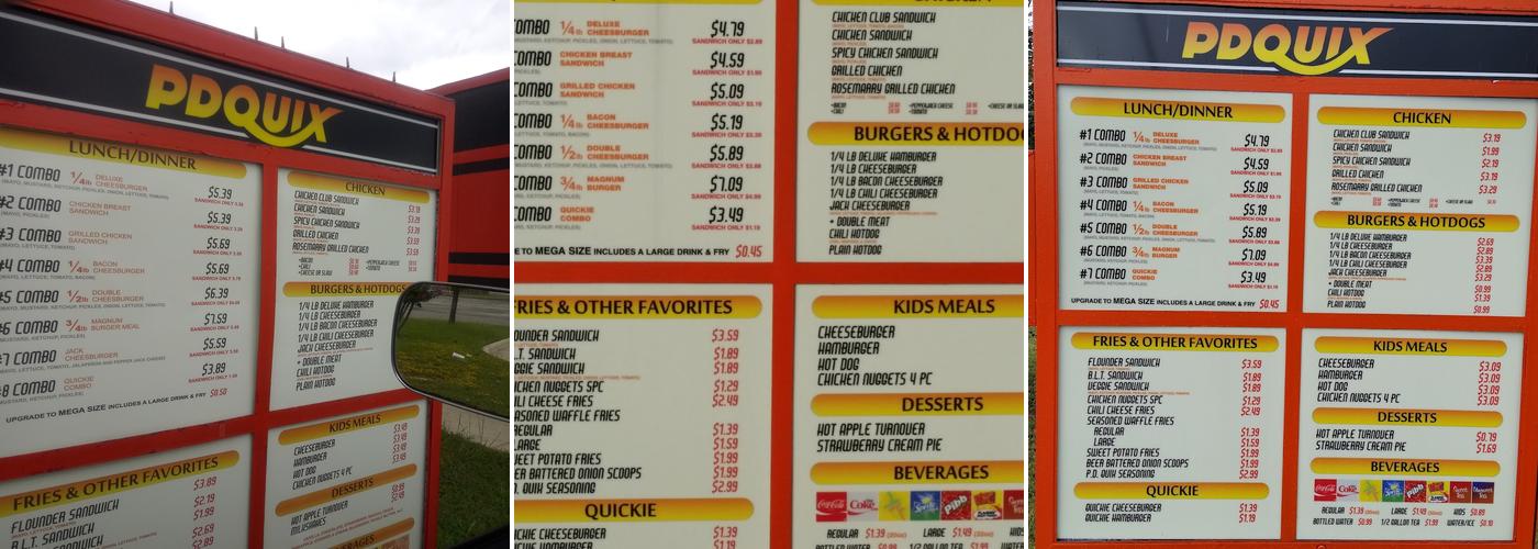 P D Quix Menu
