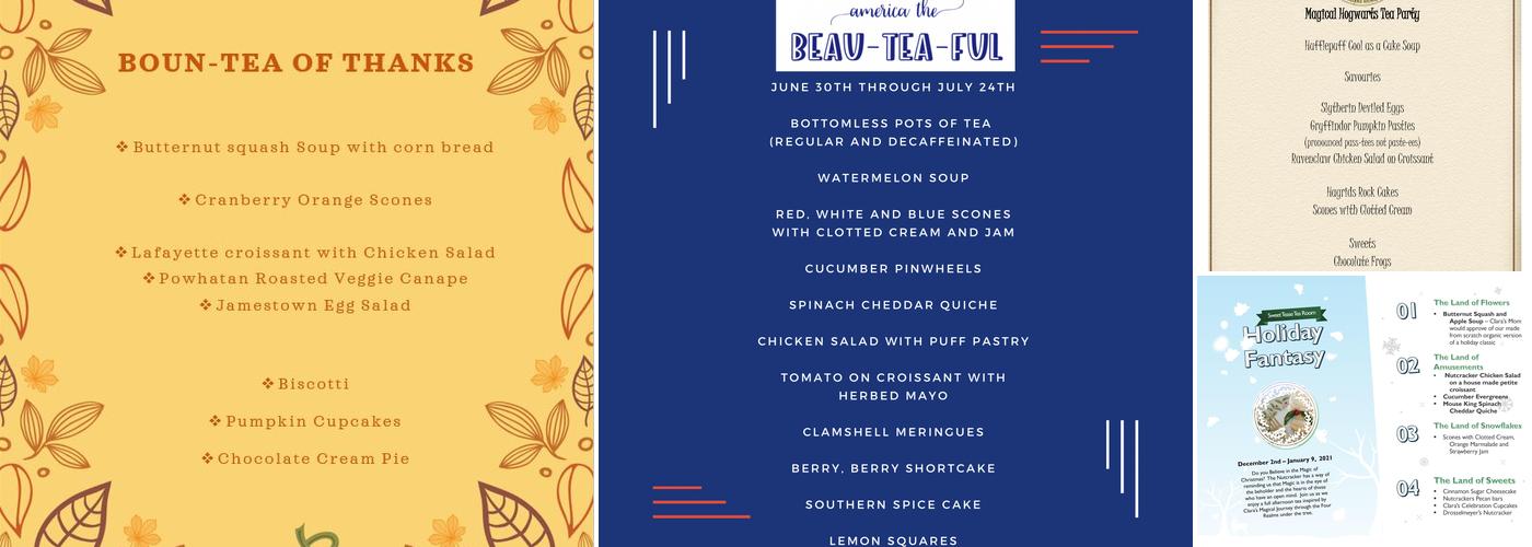 Sweet Tease Tea Room Menu