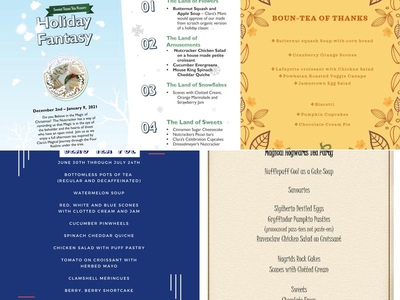 Sweet Tease Tea Room Menu