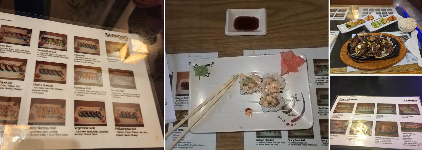 Sapporo Restaurant Menu