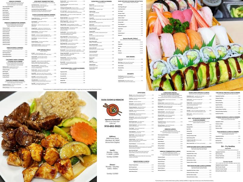 Susa Sushi Hibachi Menu