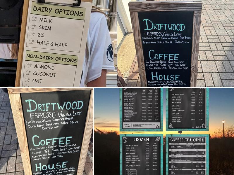 Driftwood. A Coastal Coffee House. Menu