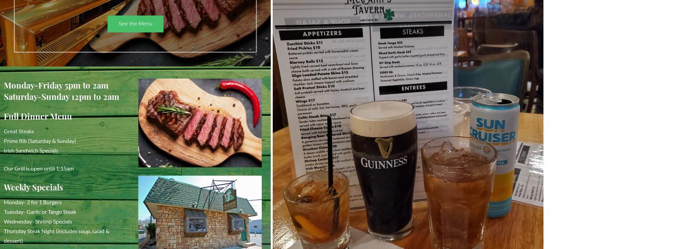 McCann's Tavern Menu