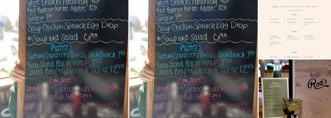 Rod's Tavern Menu