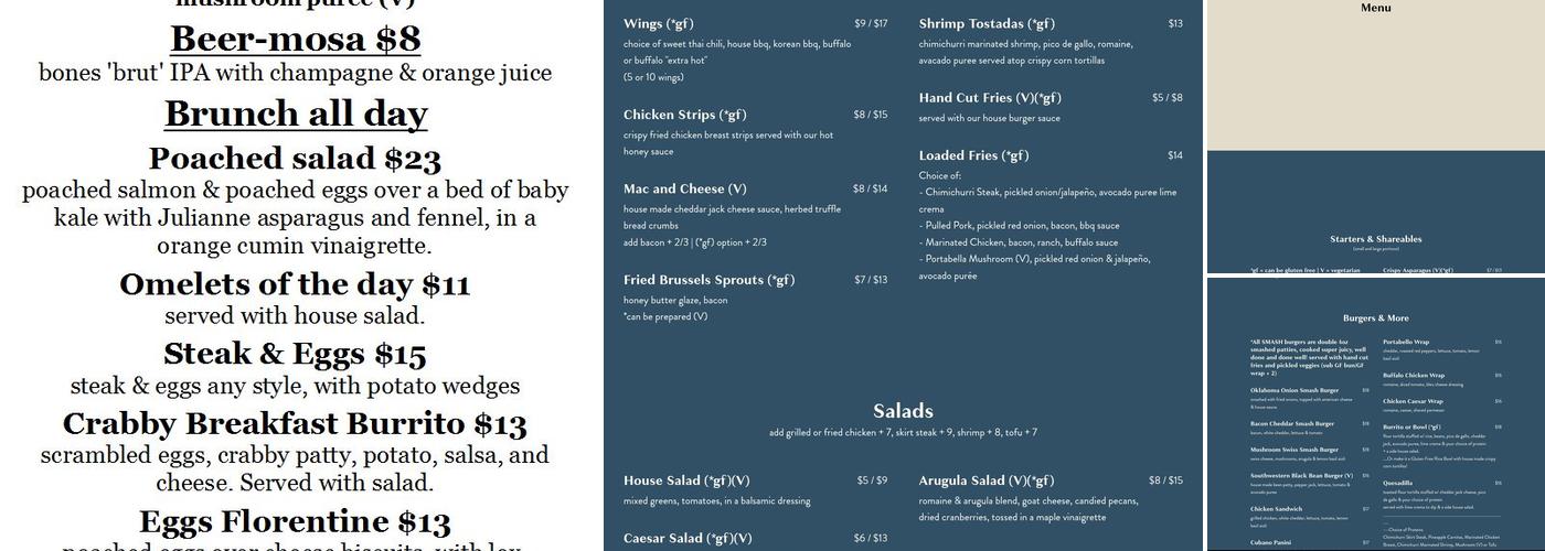 Rough Cut Brewing Co. Menu