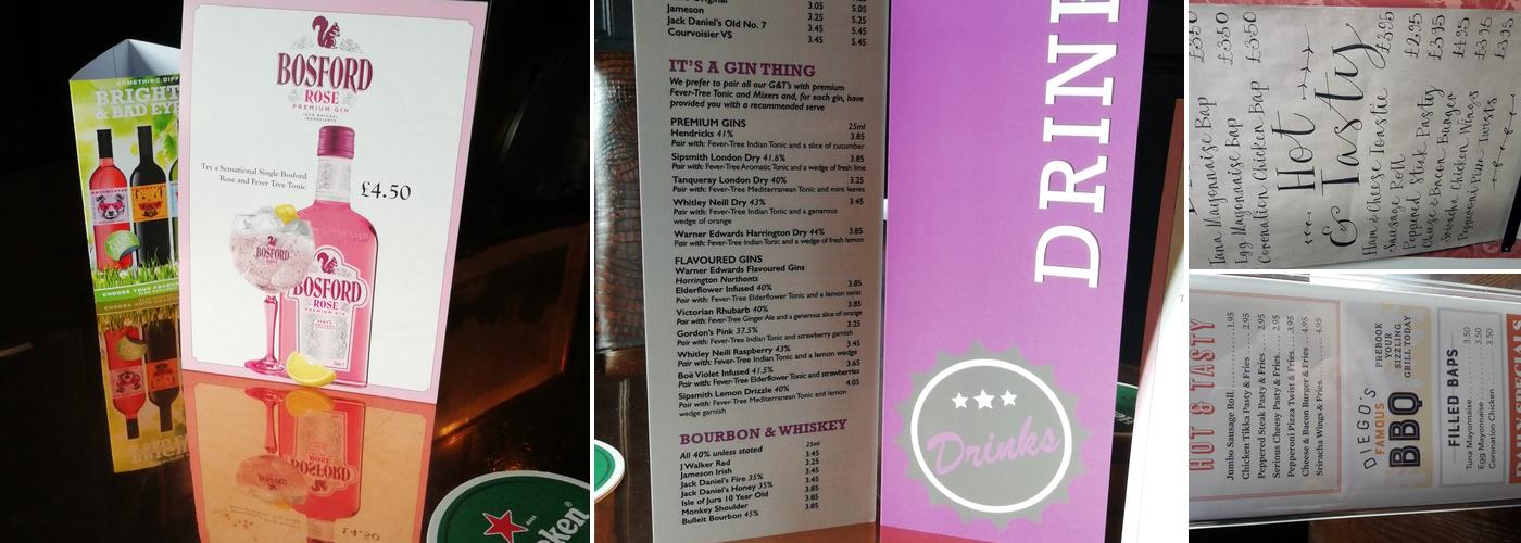 Foundrymans Arms Menu