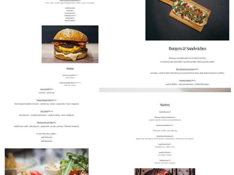 Christopher's Bistro Menu