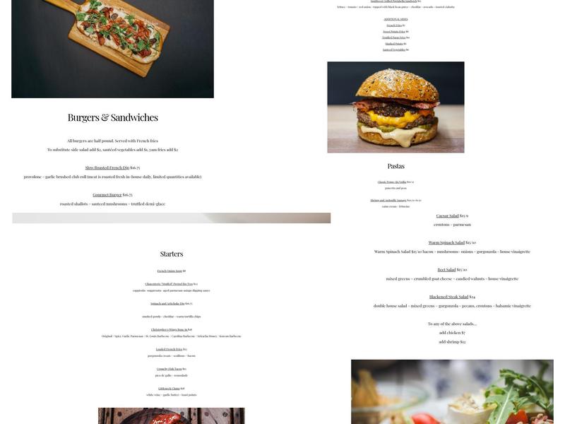 Christopher's Bistro Menu