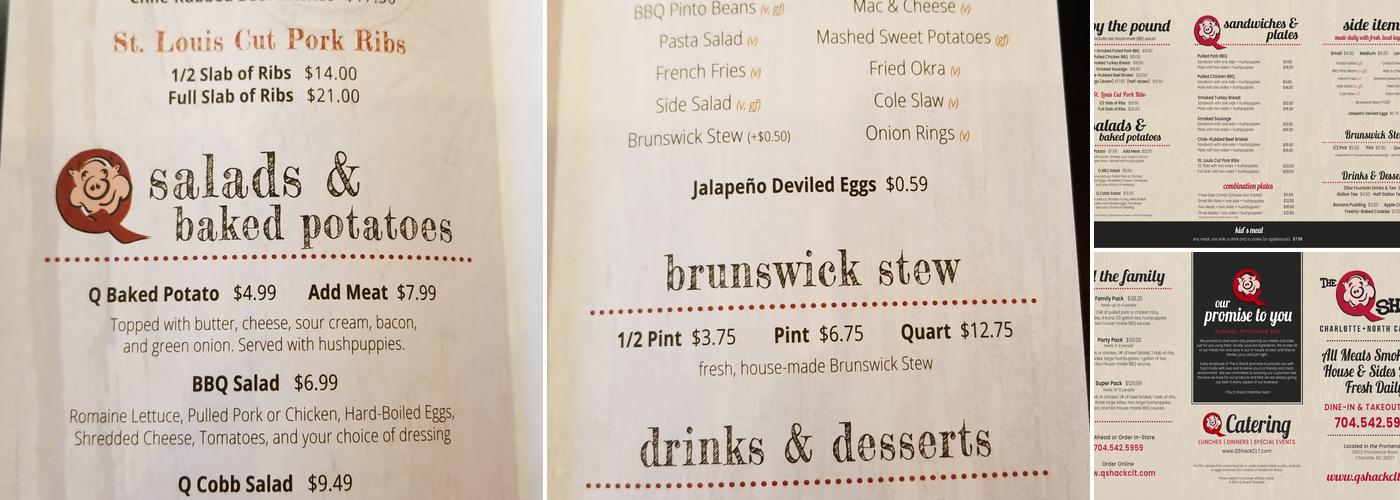 The Q Shack Menu