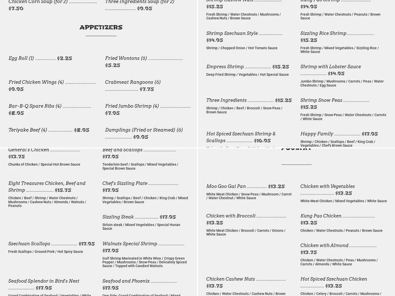 China Inn Restaurant Menu
