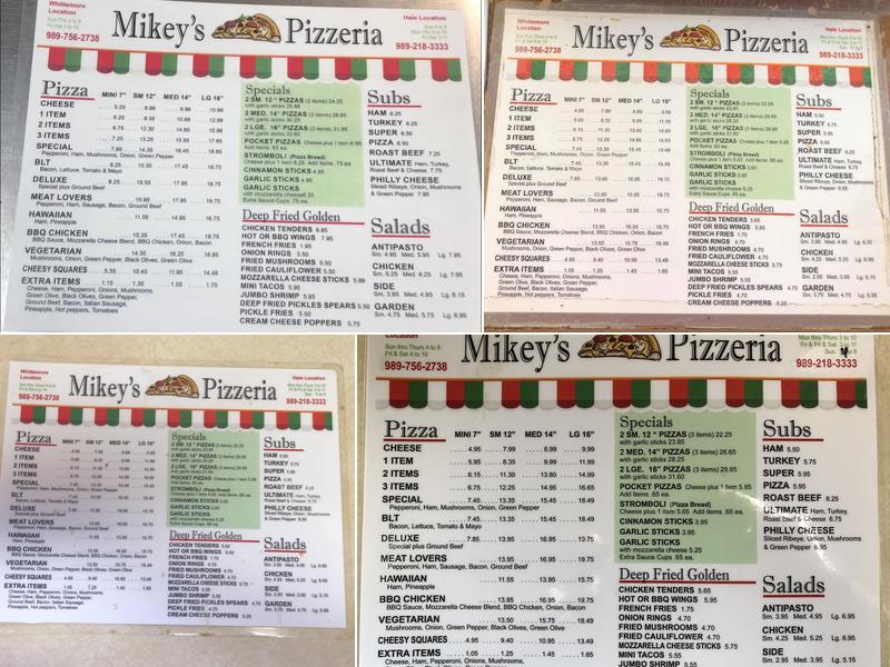 Mikey's Pizzeria Hale Menu