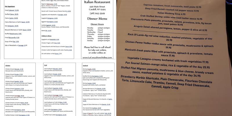 La Conca D'oro Menu