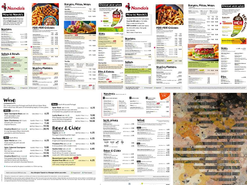 Nando's Southwark Arches Menu