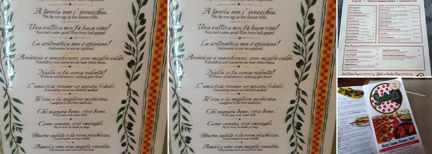 Santora's Pizza Drive-In Menu