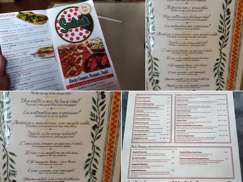Santora's Pizza Drive-In Menu