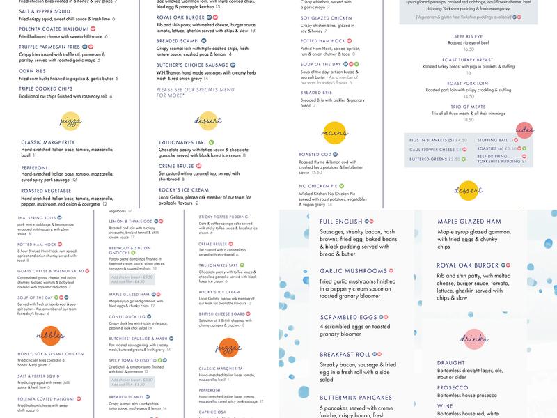 The Royal Oak Menu