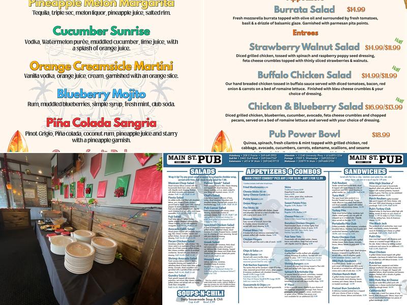 Main St. Pub Menu