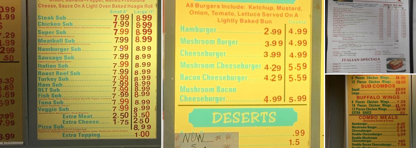 Aggie's Steak Subs Menu