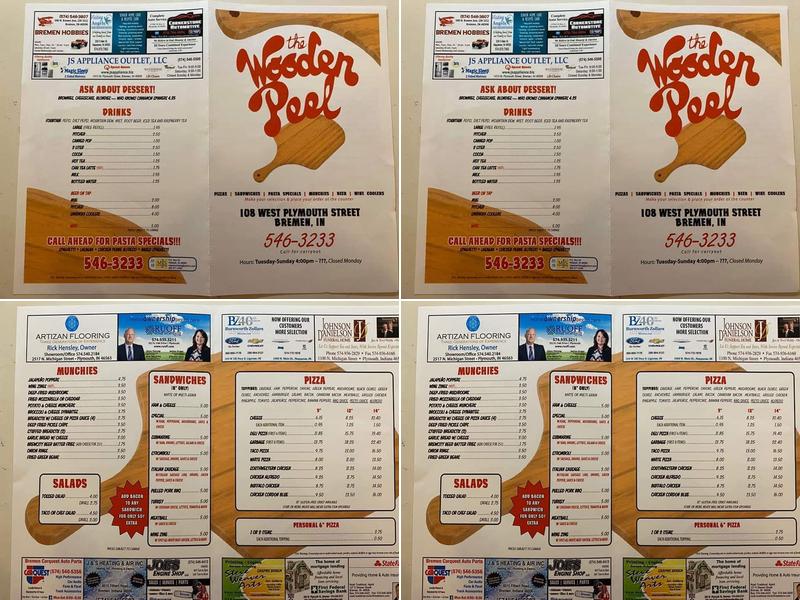 Wooden Peel Menu