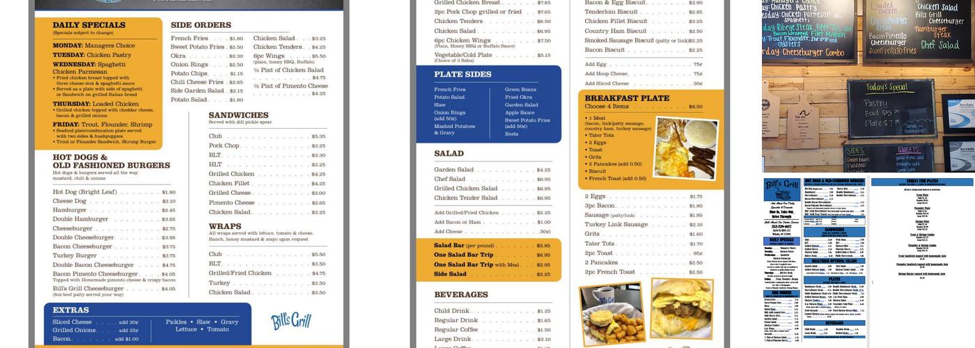 Bill's Grill Menu
