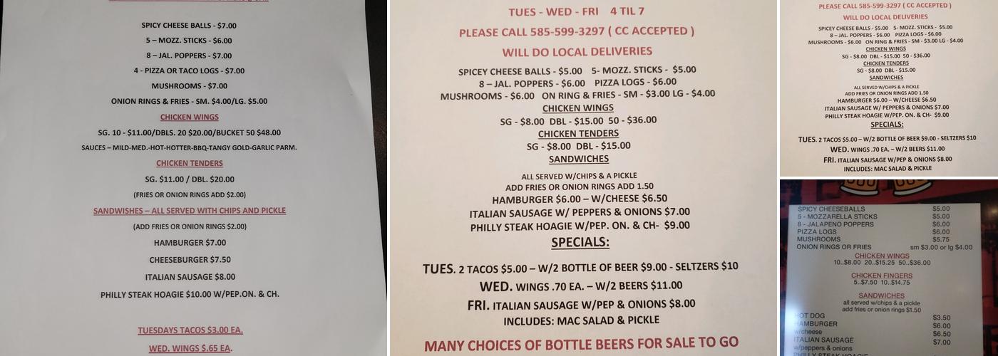 Dadio's Central LLC Menu