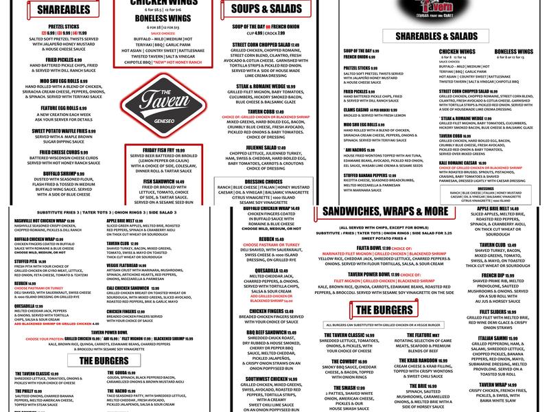 Village Tavern Menu
