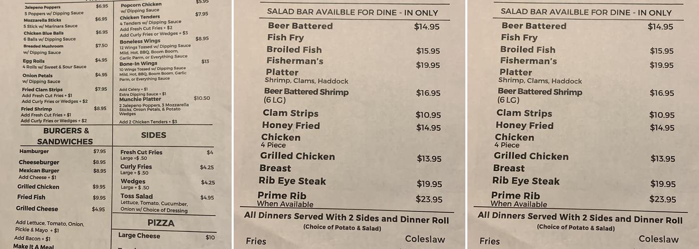 Stone Jug Menu