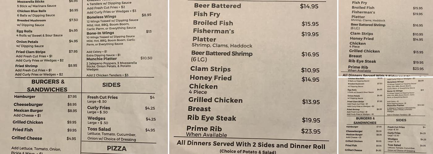 Stone Jug Menu