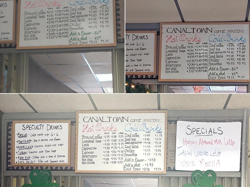 Canaltown Coffee Roasters Menu