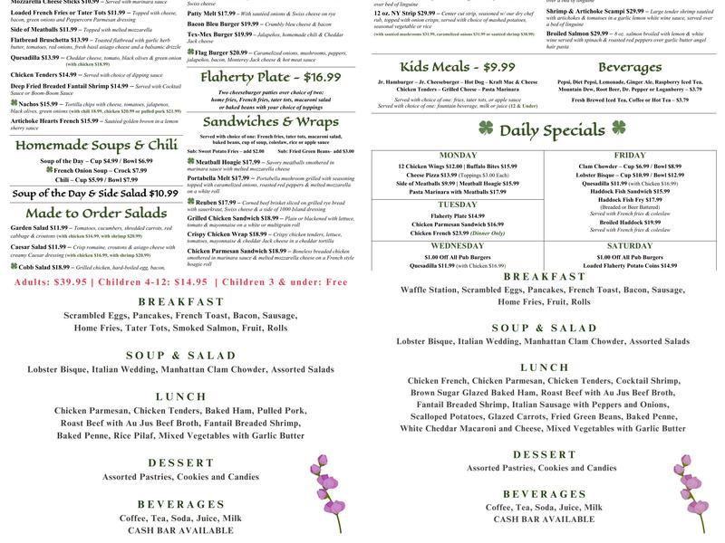 Flaherty's Three Flags Inn — Macedon Menu