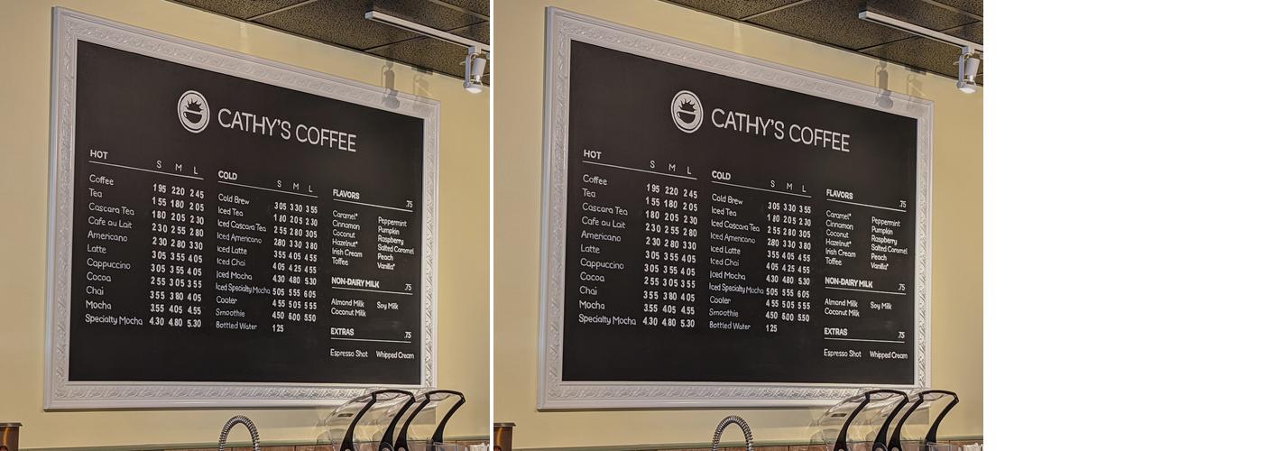 Cathy's Coffee Menu