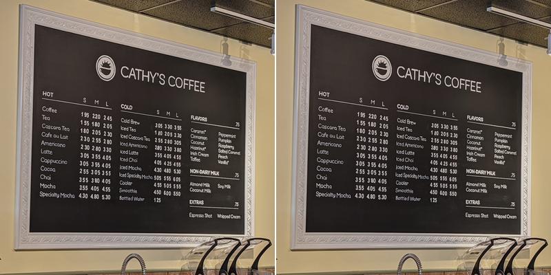 Cathy's Coffee Menu