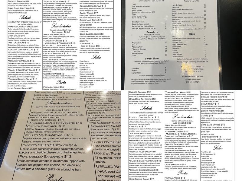 Fresh Chef Kitchen Menu