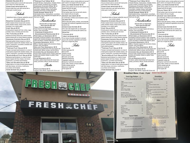 Fresh Chef Kitchen Menu