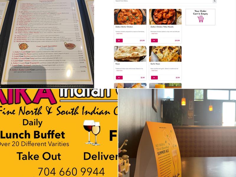 Zaika Indian Cuisine Menu