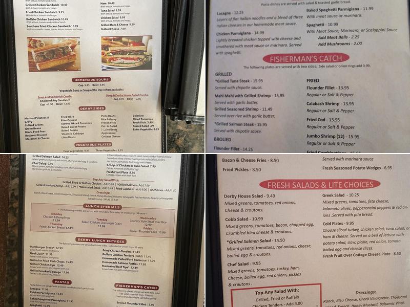 Derby Restaurant & Bar Menu
