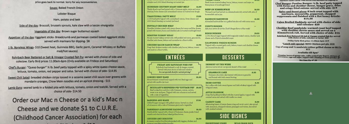 McColley's Menu