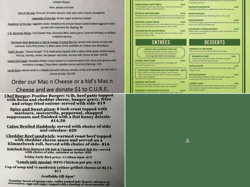 McColley's Menu