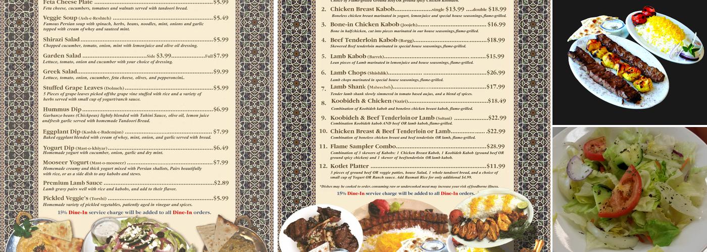 Flame Kabob Menu