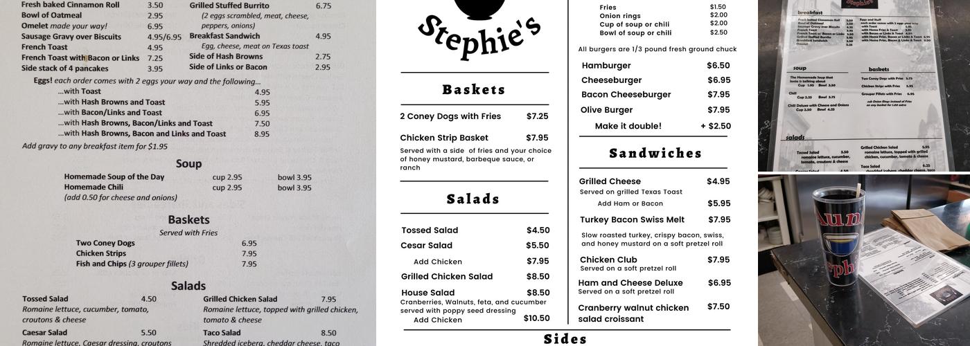 Aunt Stephie's Menu